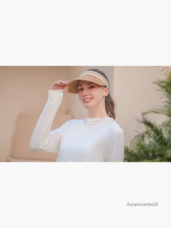 Straw Sun Hat with Bowknot Visor, Lightweight, Adjustable main image 6